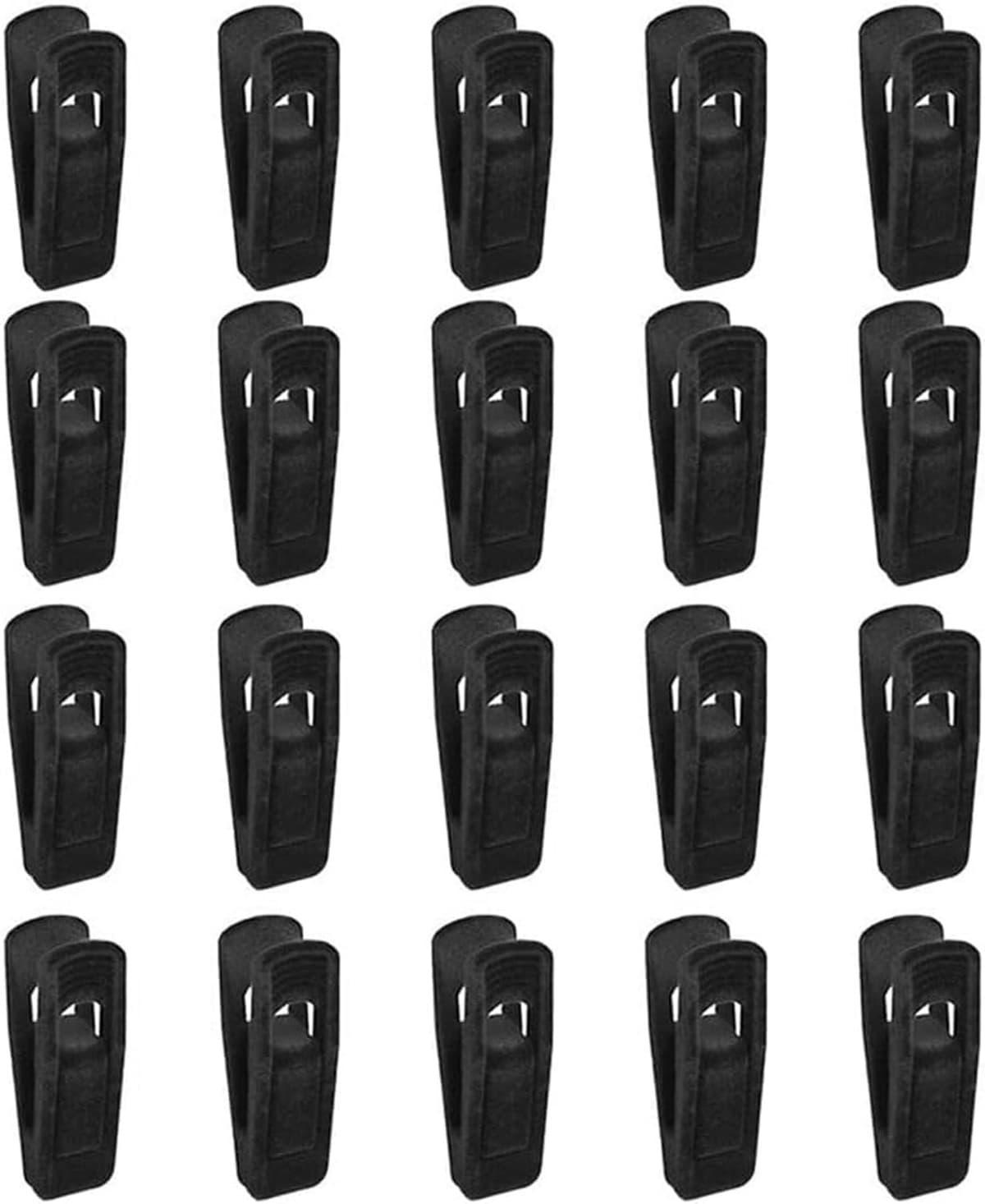 20 stuks antislip fluwelen hangerclips, gevlokte kledingclips voor slanke hangers, sterke grip, handdoek, jas, broek, rok, organizer, zwart — afbeelding 1