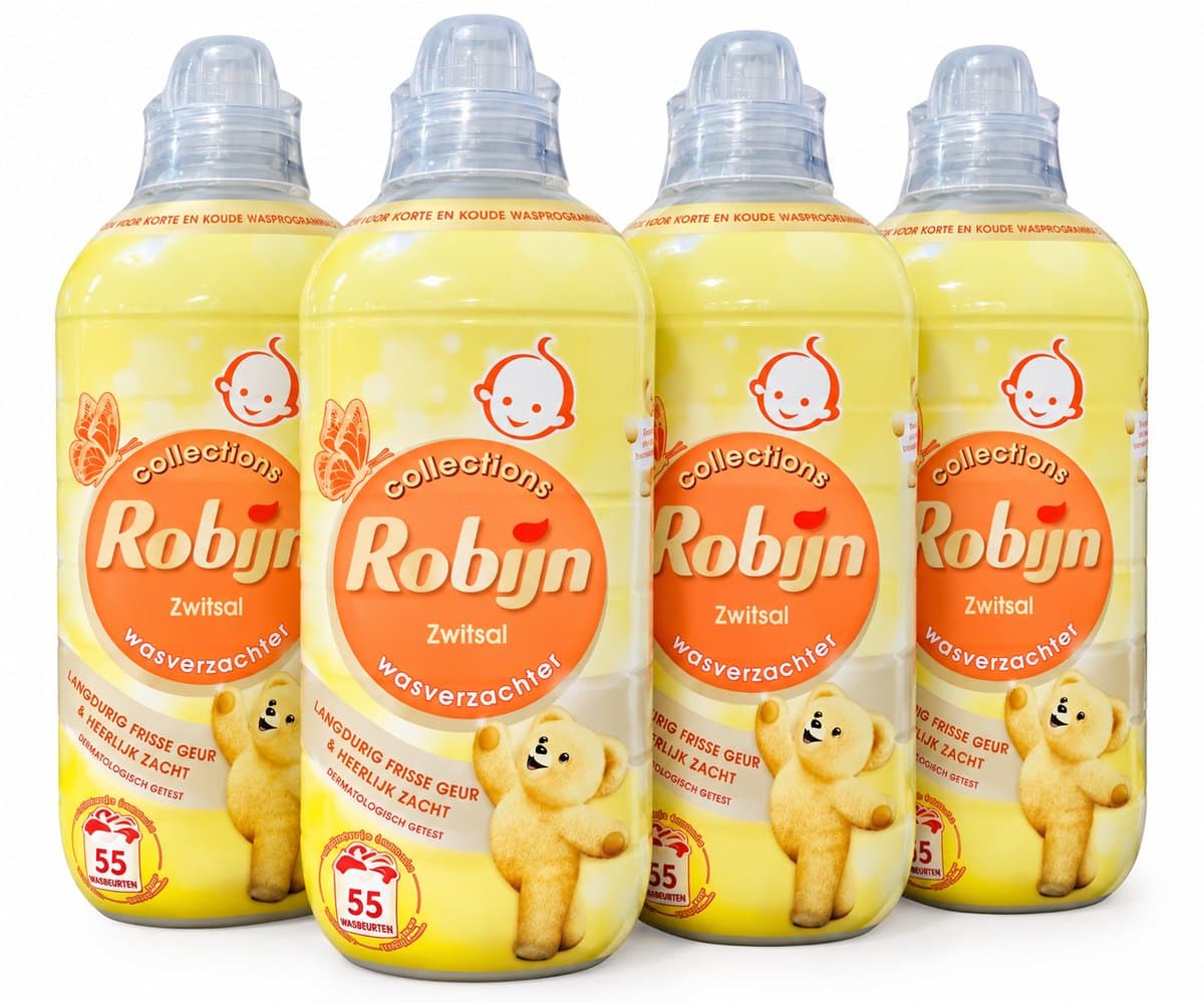 Robijn - Wasverzachter - Zwitsal - 4X1,1L - 220 wasbeurten — afbeelding 1
