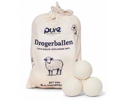 Pure Laundry Club Drogerballen - Set van 6 XL Wasdrogerballen - 100% Nieuw-Zeelandse Wol - Handgemaakt in Nepal - Inclusief Katoenen Opbergzak