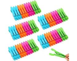 Ynkkvre-Litimkat Kunststof Wasknijpers met Stevige Veer – Antislip Kledingknijpers voor Waslijn of Droogrek – Set van 60
