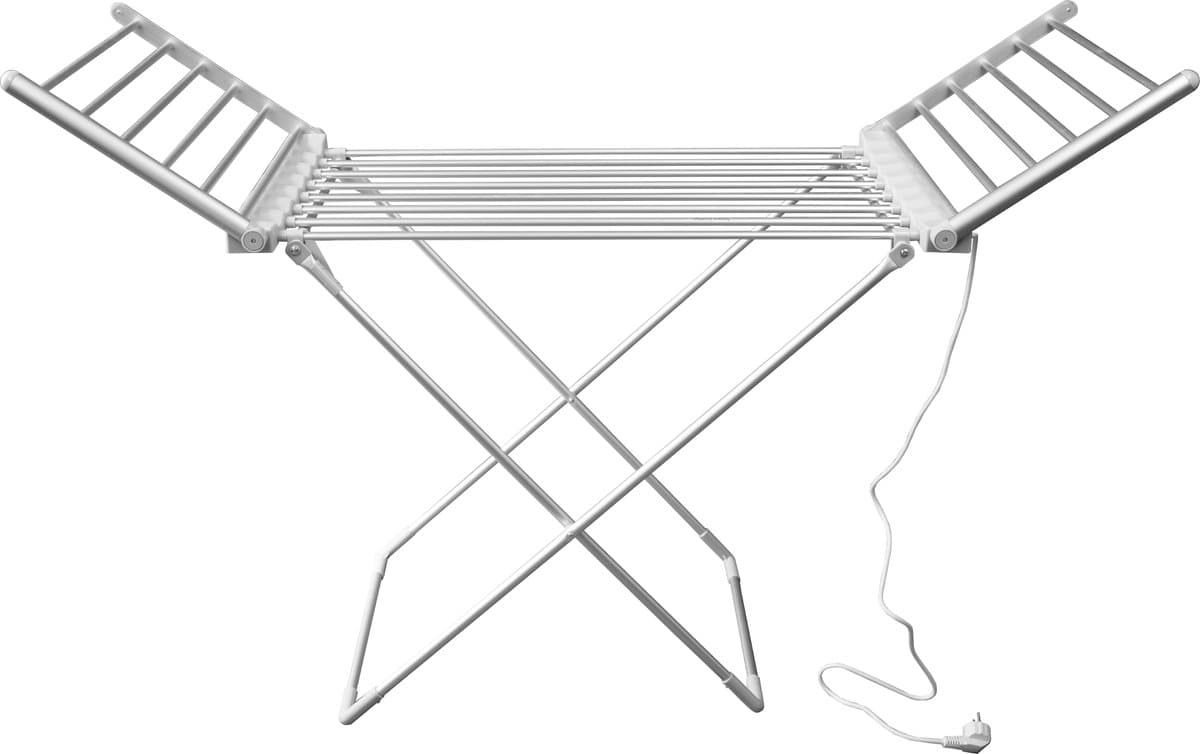 Eleganca Elektrisch Droogrek – Verwarmd Wasrek – Elektrisch - 147x54x94 cm – 220V – 230W – IPX1 – Wit/Zilver — afbeelding 1