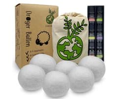IntraSellers 6XL Drogerballen met 6 Etherische Oliën - 100% Nieuw-Zeelands Schapen Wol - Wasdrogerballen - Droogballen - Wasballen