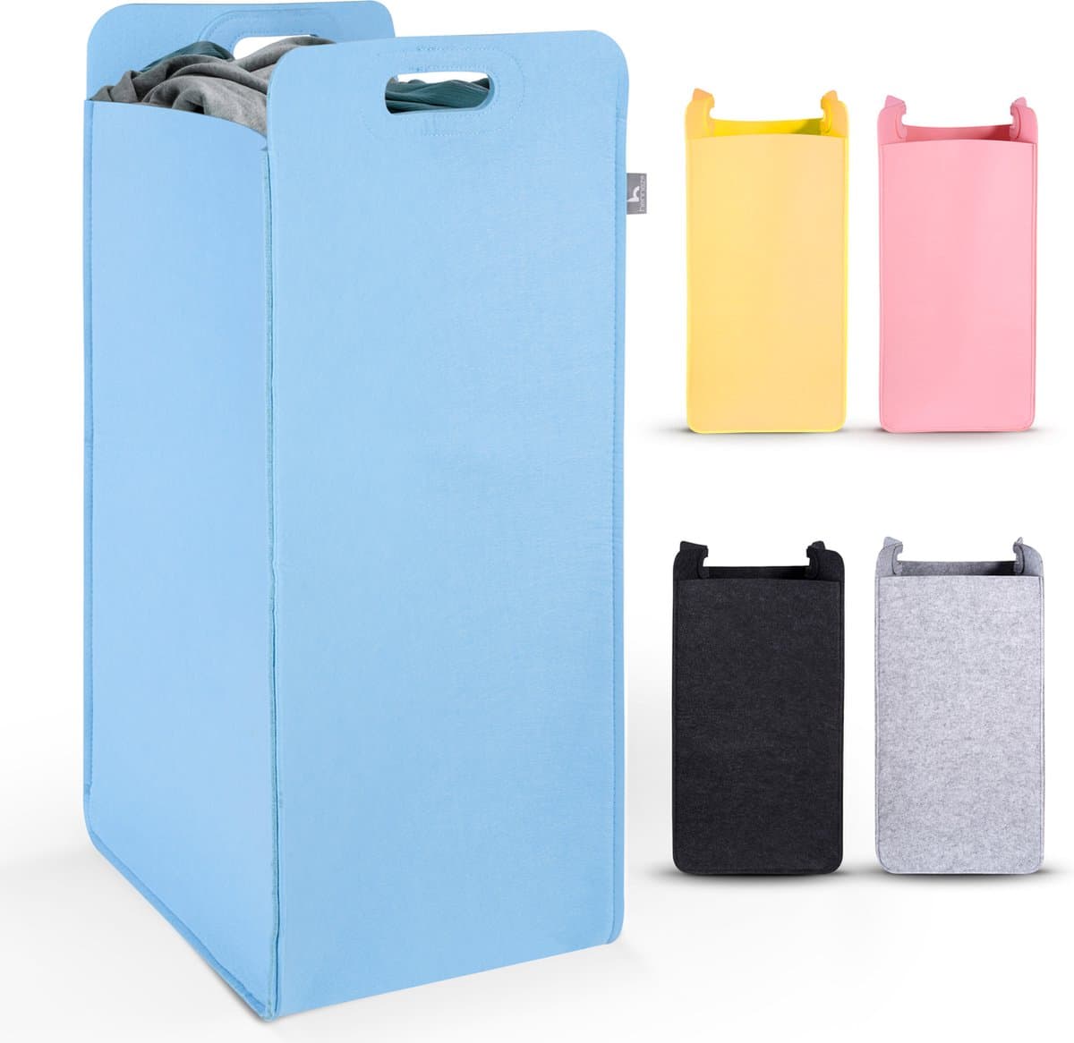 Hennez Wasmand Opbergmand 80L Waterdicht met Handvat - Smalle Wasbak - Vilt Waszak Vierkante Wasmand Opvouwbaar — afbeelding 1