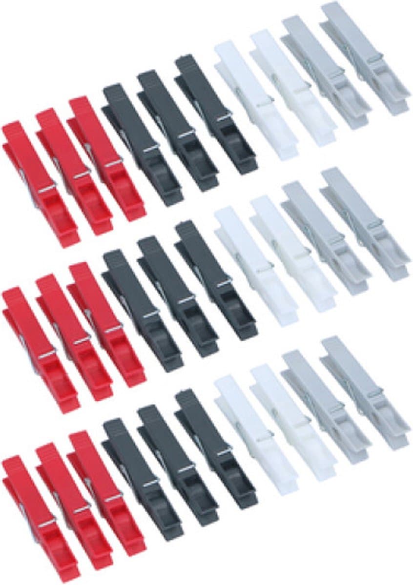 Dirt Devil Kunststof wasknijpers - 30x knijpers - Rood/zwart/wit/grijs - 7 cm - kunststof — afbeelding 1