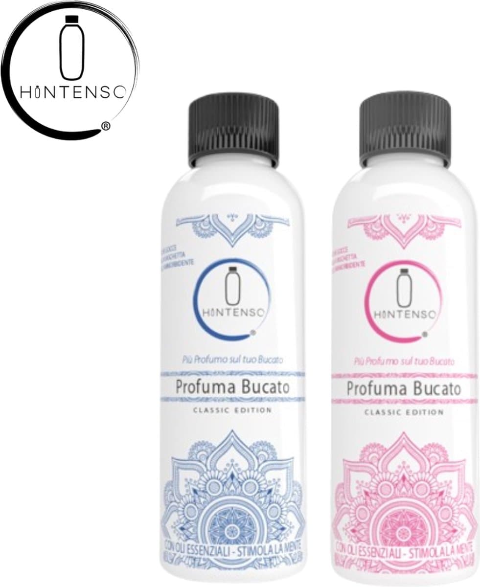 Wasparfum Hintenso Blue 500ml + Wasparfum Hintenso Pink 500ml - Proefpakket - 140 Wasbeurten - Inclusief 1 gratis tester - Frisse was - Heerlijke geur - Textielverfrisser - Wasverzachter - Bloemengeur - Wasparfum - Wasmachine — afbeelding 1