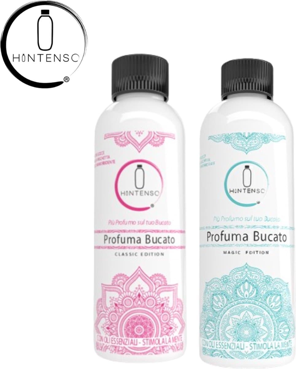 Wasparfum Hintenso Pink 500ml + Wasparfum Hintenso Turquoise Magic Edition 500ml - Proefpakket - 140 wasbeurten - Inclusief 1 gratis tester - Frisse was – Heerlijke geur – Textielverfrisser – Wasverzachter – Bloemengeur – Magische geur - Wasparfum — afbeelding 1