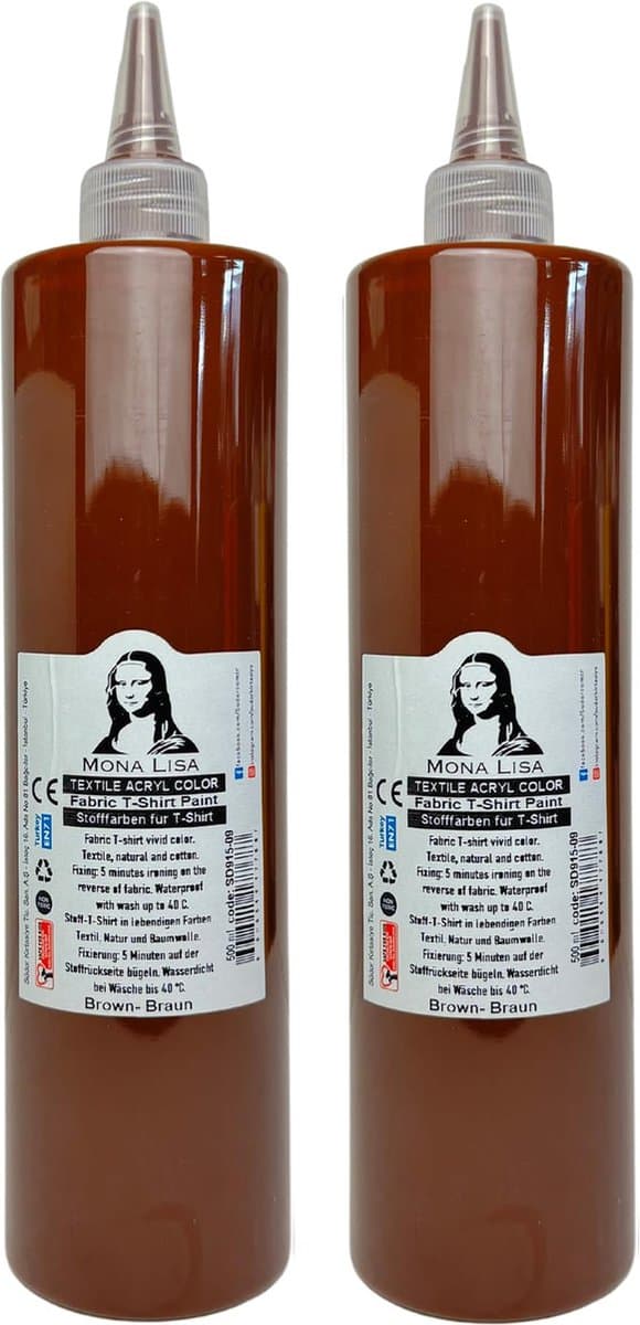 Südor Textielverf 1000 ml, bruin.Wasbestendige textielverf voor lichte stoffen. Wasmachinebestendig, wasbestendig. Fixatie door strijken (2 x 500 ml) — afbeelding 1