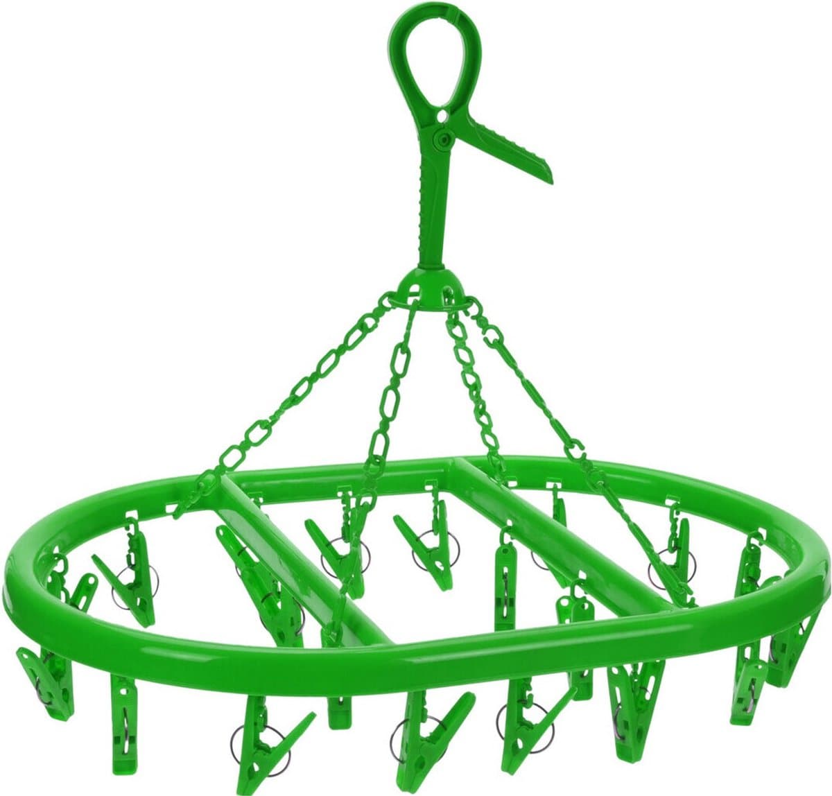 Droogcarrousel/droogmolen groen met 20 knijpers 33 x 50 cm - Droogrek/Droogmolen/Wasrekje — afbeelding 1
