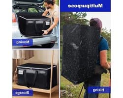 Grote waszakken met rits en labels - 105L stevige opbergzakken voor kleding, reizen en verhuizing (2 stuks)