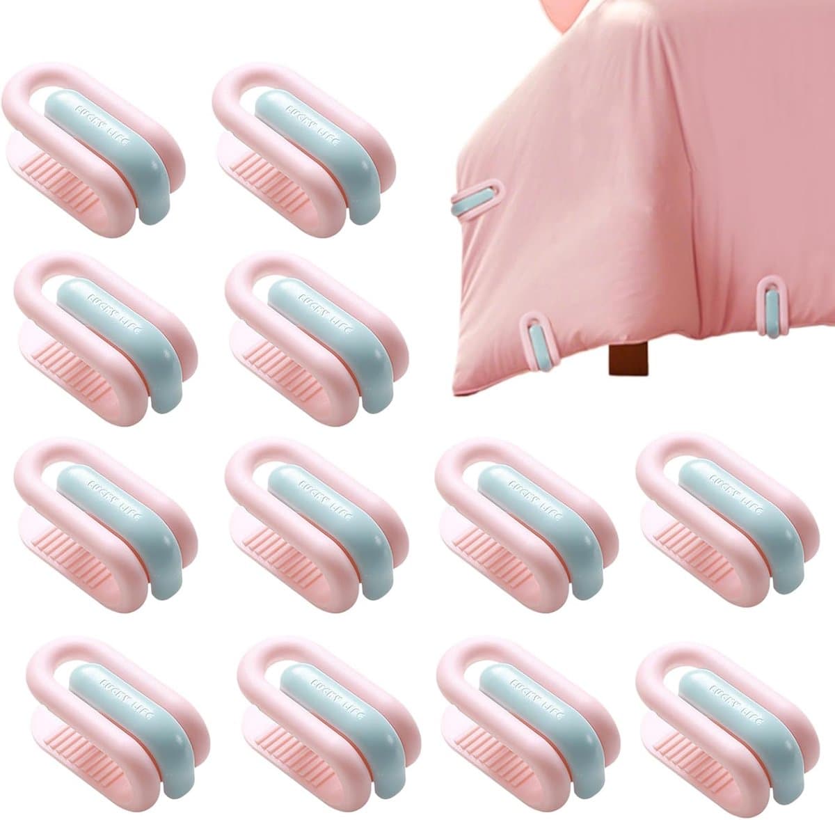 Dekbed Clips,Anti-Slip Gekussende Dekbedclips - 12 Stuks Herbruikbare Beddengoed Klemmen - Beddengoed Houder Klemmen Voor Thuis Slaapkamer En Hotel — afbeelding 1