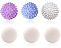 3 ballen voor droger en 3 ballen voor wasdroger, wasballen, drogerballen, drogerbal, herbruikbaar, natuurlijk, antistatisch, snel