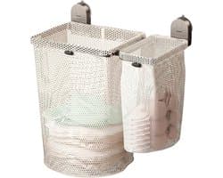 Ulisem - Zuignap wasmand - 2026 nieuw grijs set groot + klein - Wandmontage zonder boren - Sterke zuignap voor glas en tegels - Afneembare mesh zak voor wasgoed - Ademend gaas voorkomt geurtjes - Voor student, slaapkamer en badkamer - Grijs