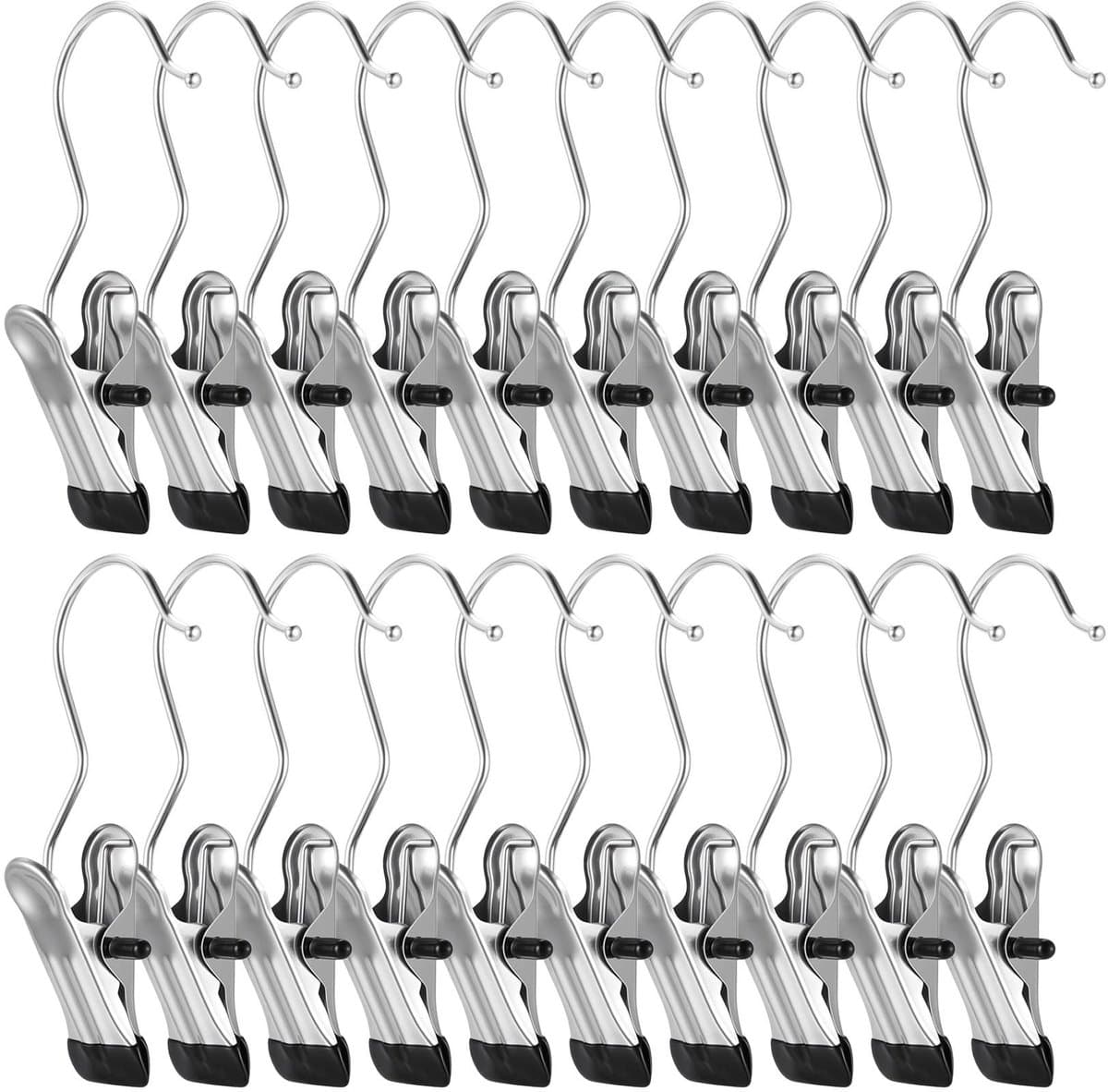Dailygoods- Wasknijpers 26 Stuks - Roestvrij Stalen Klemmen - Antislip Kleerhanger Clips - 360° Draaibare Haak - Duurzaam en Lichtgewicht — afbeelding 1