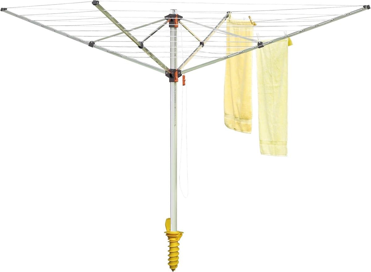 Droogmolen Comfort Plus - Waslijnmolen - Was Drogen - Traploze Hoogteverstelling - 52 Meter Lijn - Zilver — afbeelding 1
