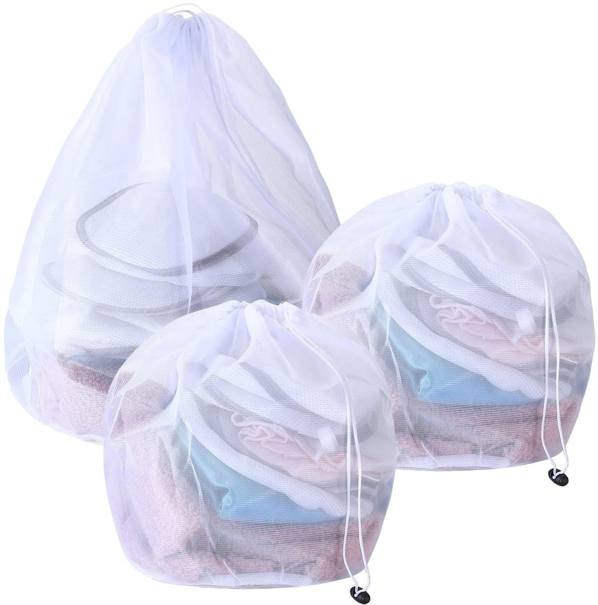 Dailygoods- Waszakken - 3 Stuks - Delicate Waszakken - Herbruikbare Waszak - Waszakken voor Kleding - Waszakken met Trekkoord - 2 Kleine (30 x 40 cm) en 1 Groot (50 cm) — afbeelding 1