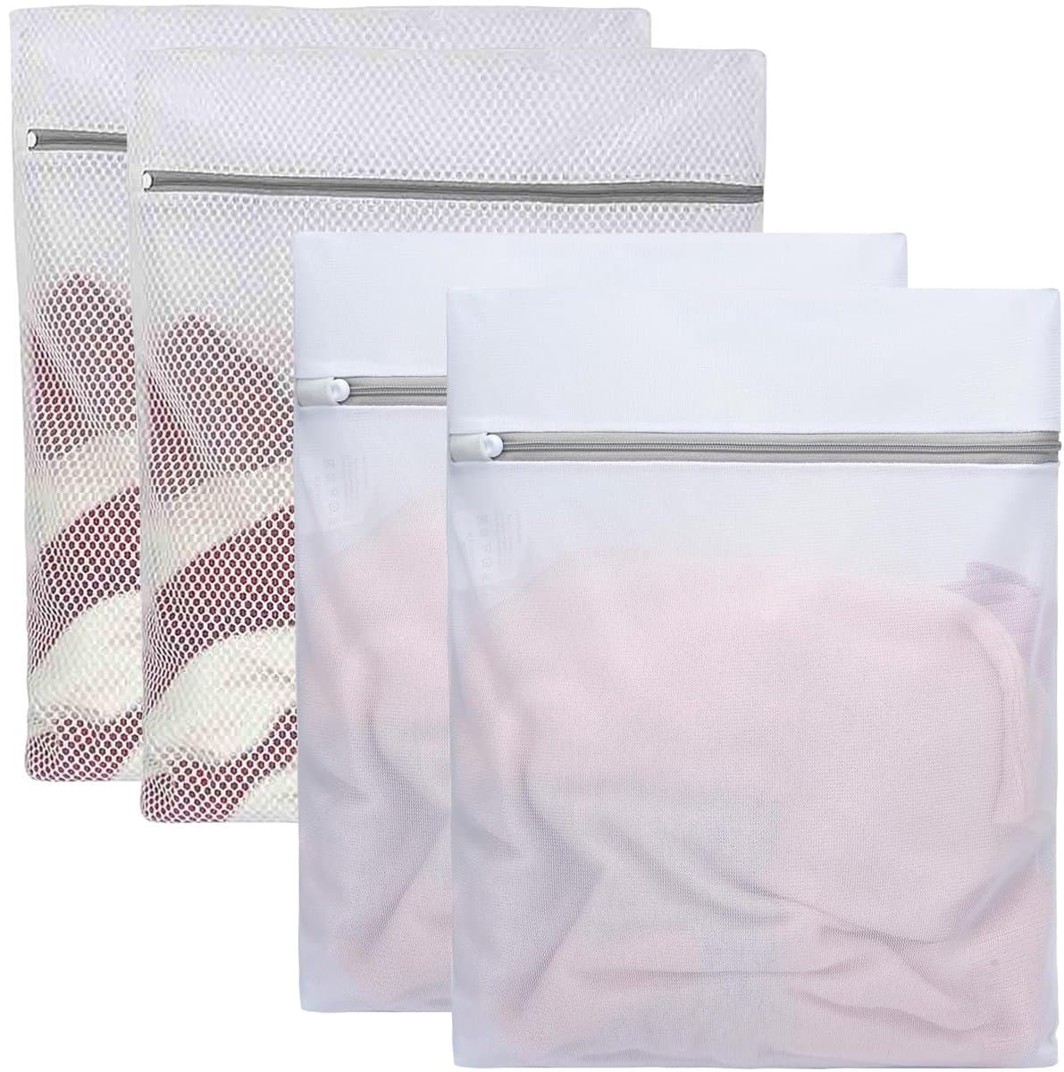 Wasnet voor wasmachine, 2 soorten mazen, waszak met ritssluiting, voor fijne was, ondergoed, jeans, badhanddoek, herbruikbaar — afbeelding 1