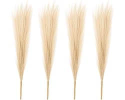 47 cm faux pampasgras, 4 stuks boho-decoratie voor huisdecoratie, kunstmatige hoge pluizige stengels voor bruiloft, bloemenfeest, vaas, arrangement centerpieces, kaki