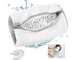 SnelShoppen - Waszak voor Wasmachine met Rits - Schoenentas Anti-deformatie voor Sneakers - 1 Stuk, Mesh Schoenen (Wit)