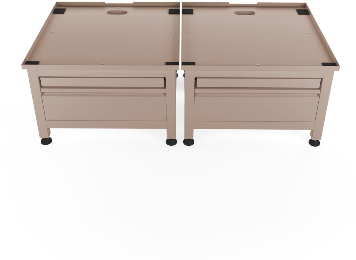 Wasophoogte® Wasmachine verhoger met lade en plateau - Dubbele wasmachine opbouwmeubel - Wasmachine sokkel - 42cm hoog - Taupe - Universeel - 65*60,5 (LxB) - Inclusief wandbeugels — afbeelding 1