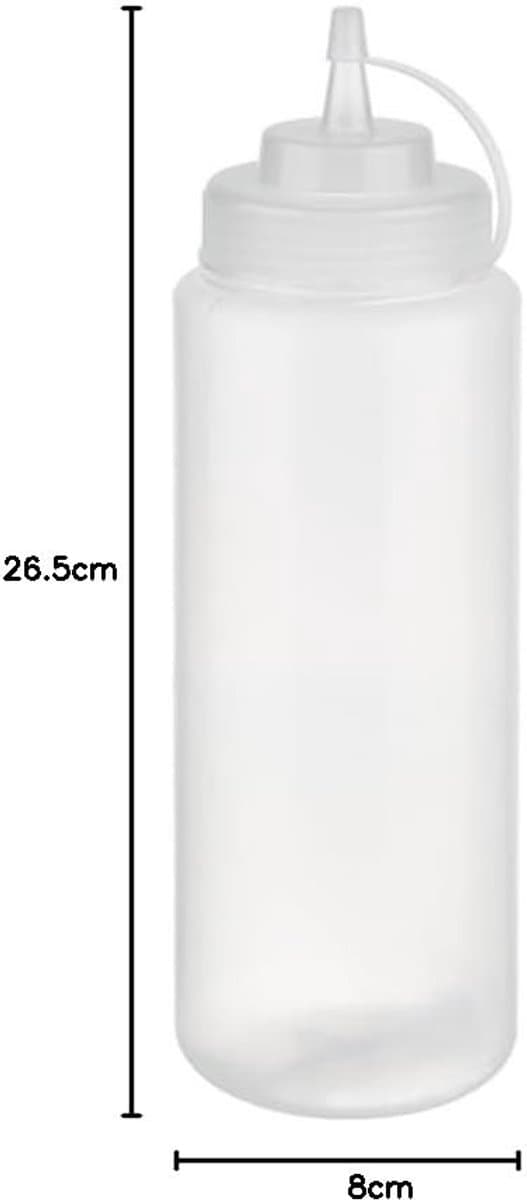 Knijpfles - Polyethyleen - Transparant - Met schroefdeksel en afsluitdop - Voor Sauzen en Dressings — afbeelding 1
