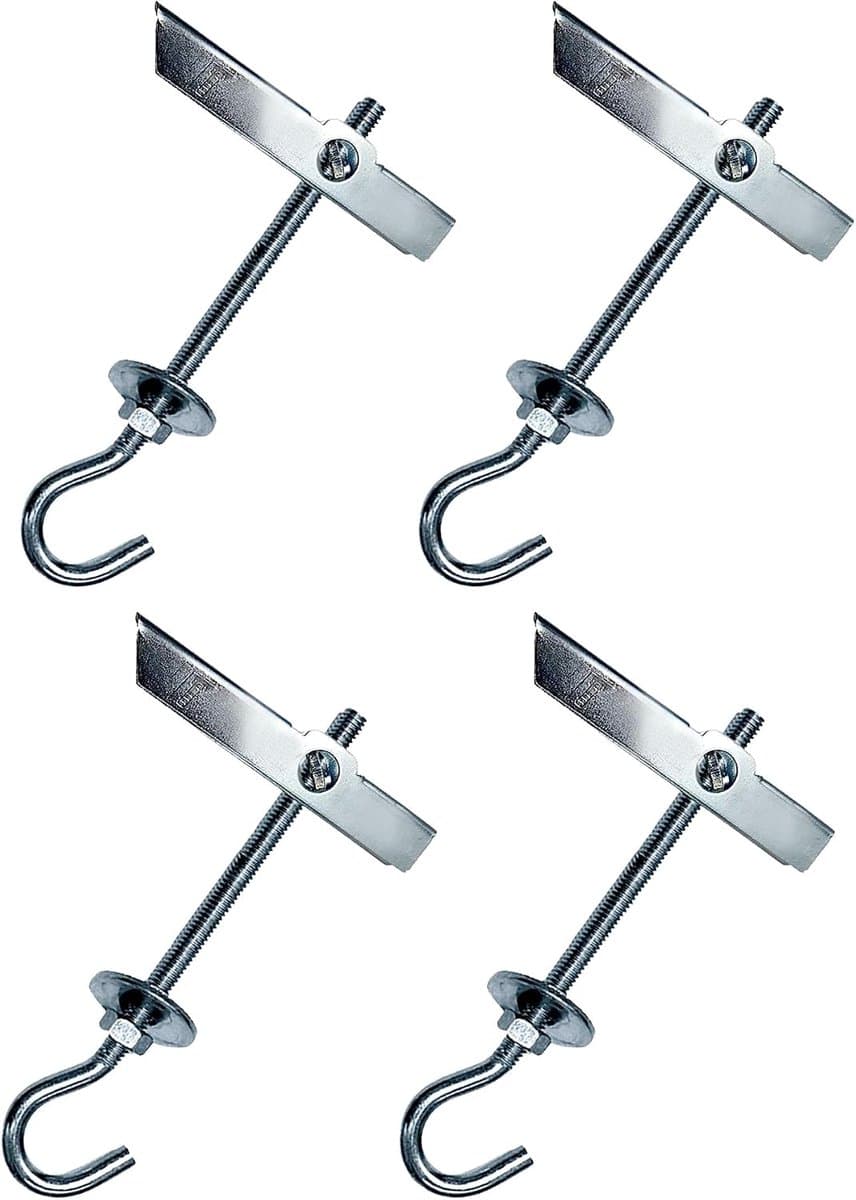 Industrieel | Lente Toggle Wing Bolt Haak M6 | Set van 4 | Stalen Knevelbouten | Toggle Dowel voor het Ophangen van verschillende items zoals lampen | Bevestiging vals plafond, gipsplaten — afbeelding 1