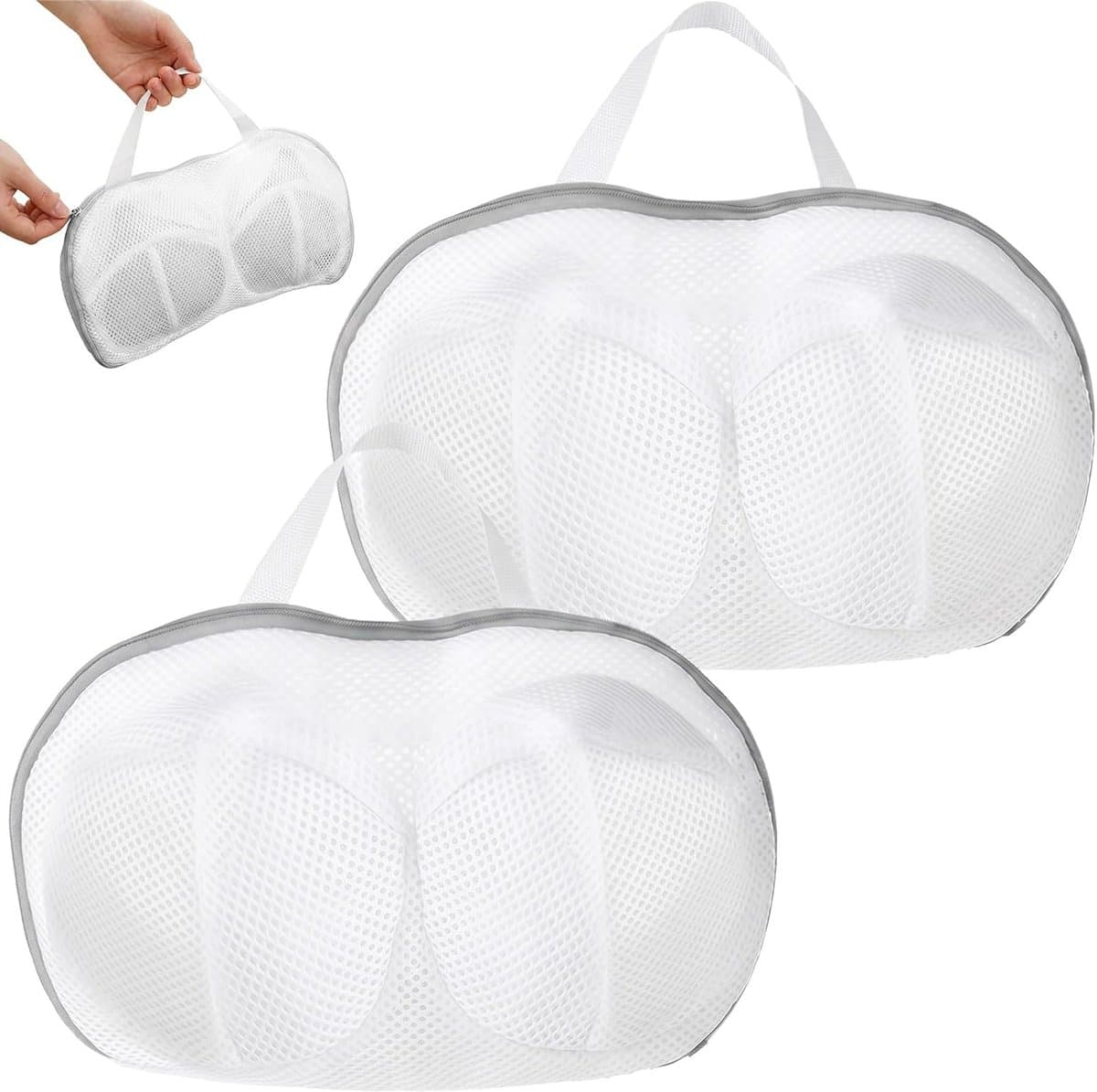 BH Waszakje - 2 stuks - BH Waszak - Wasnetten - Polyester - Wasnet - Was Zakjes - Voor BH Met En Zonder Beugel - Kledingbescherming - Voor wasmachine - Wit - 34*20cm — afbeelding 1