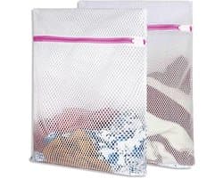 Duurzame Waszakken Set van 2, Ademend Net met Ritssluiting voor Kleding, Bescherming voor Jumpers, Shirts en Ondergoed, Maat M 40 x 50 cm