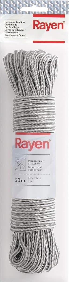 Waslijn caravan - Grijs - 20 meter - Nylon waslijn met antislip - Voor binnen en buiten gebruik — afbeelding 1