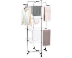Droogtoren met wieltjes - Wasrek staand Droogrek - Kleding drogen - 40 meter drooglengte - 68x68x169 cm - Wit