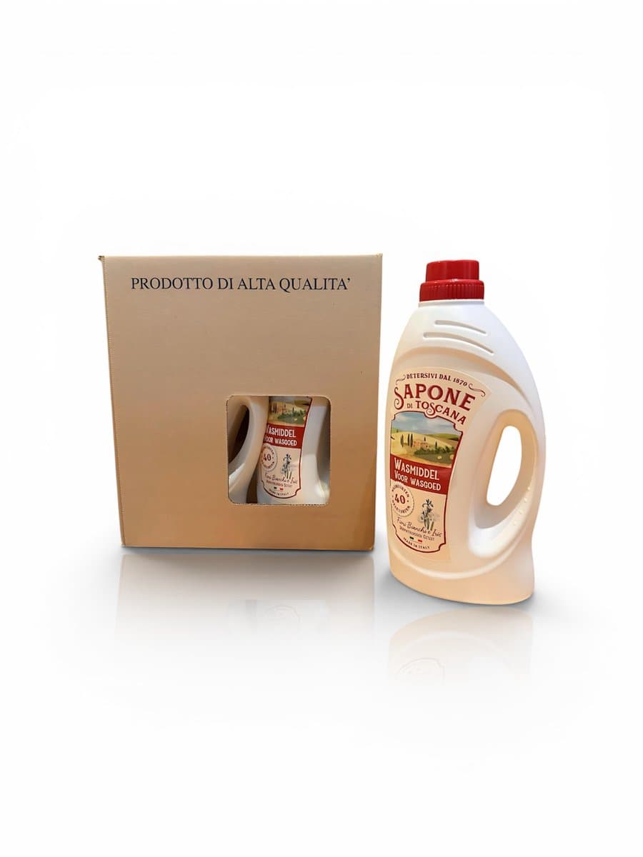 Sapone di Toscana Wasmiddel Fiori Bianchi e Iris - 4x 1.85L - Voor alle type Wasgoed - Italiaanse Luxe Wasmiddel - 160 Wasbeurten — afbeelding 1