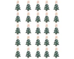 Dailygoods- Houten Wasknijpers - 25 Stuks Mini - Decoratie Clips - Kerstmis Thema
