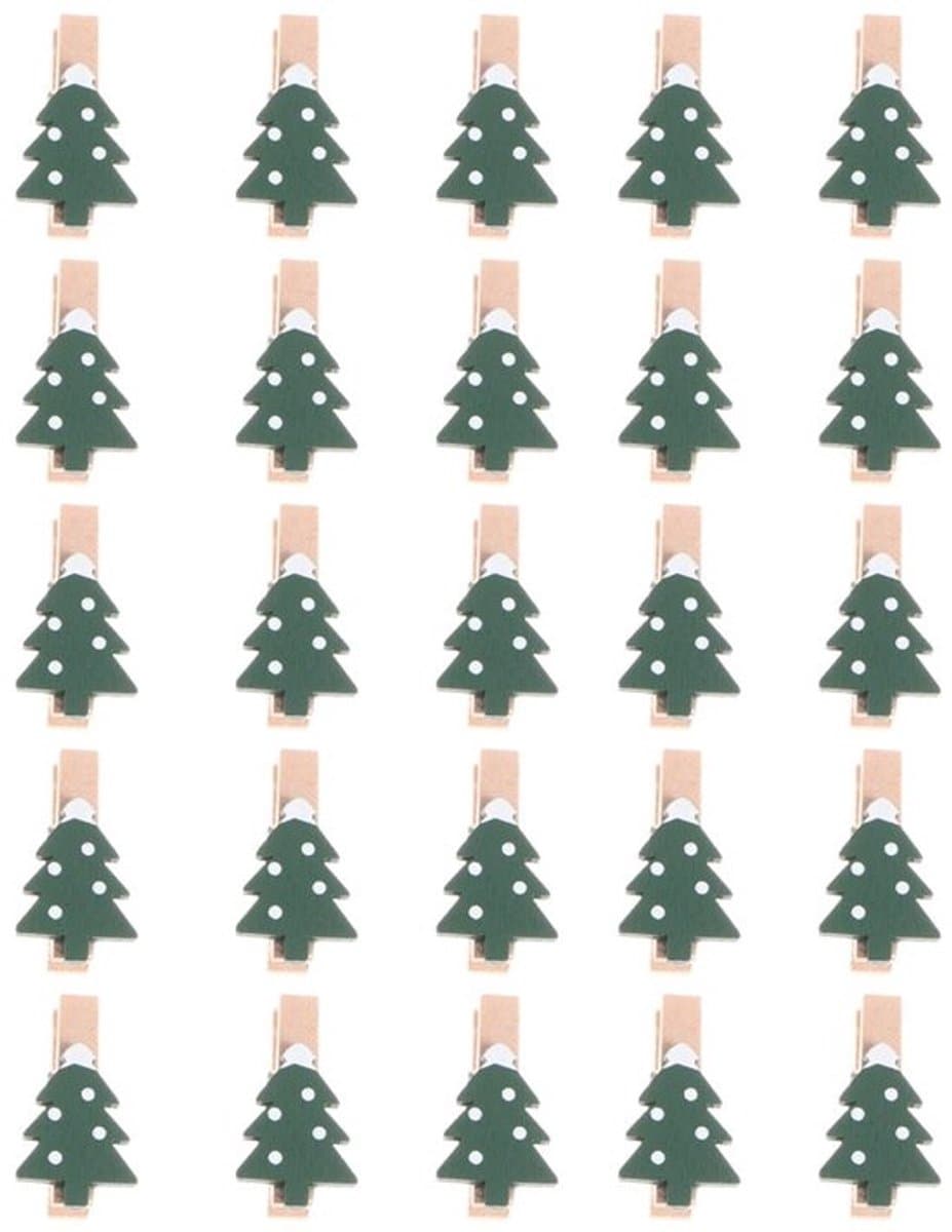 Dailygoods- Houten Wasknijpers - 25 Stuks Mini - Decoratie Clips - Kerstmis Thema — afbeelding 1