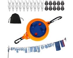 Intrekbare Waslijn - Outdoor Waslijn Touw - Kleding Drogen - Met Opbergtas - 10 Meter - Oranje
