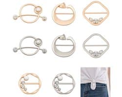 T-shirt-clips - Kledingklemmen - Elegante parels - Gemengde kleuren - Decoratieve clips - Voor sjaals en kleding - 8 stuks