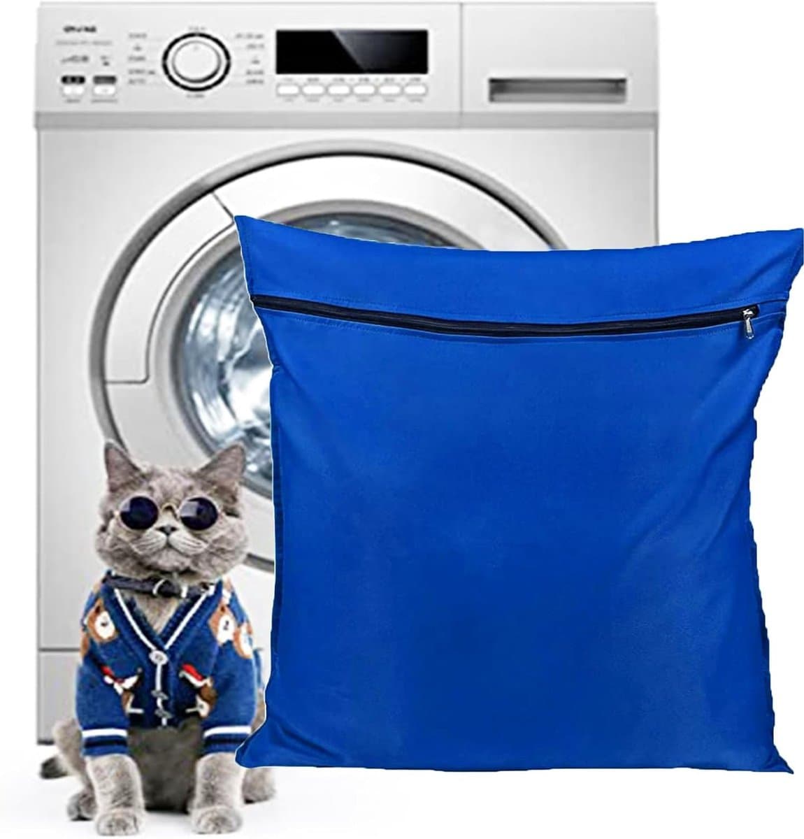 Waszak voor Huisdieren, Voorkomt Verstoppen van de Wasmachine, Geschikt voor Honden, Katten en Dierenbedden, Ideaal voor Dekens en Kleding (Blauw) — afbeelding 1