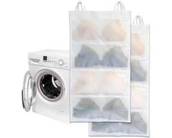 Bh Waszakje - 2 Stuks - Opbergtas Voor Bh's - Waszakje Lingerie - Waszak Bh - Herbruikbare - Wasnetten - Wasnet - Kledingzakjes - Wasnetten Voor Wasmachine - Ophangbare Opbergtas - Geschikt Voor Bh's - 100 X 42 Cm - Wit