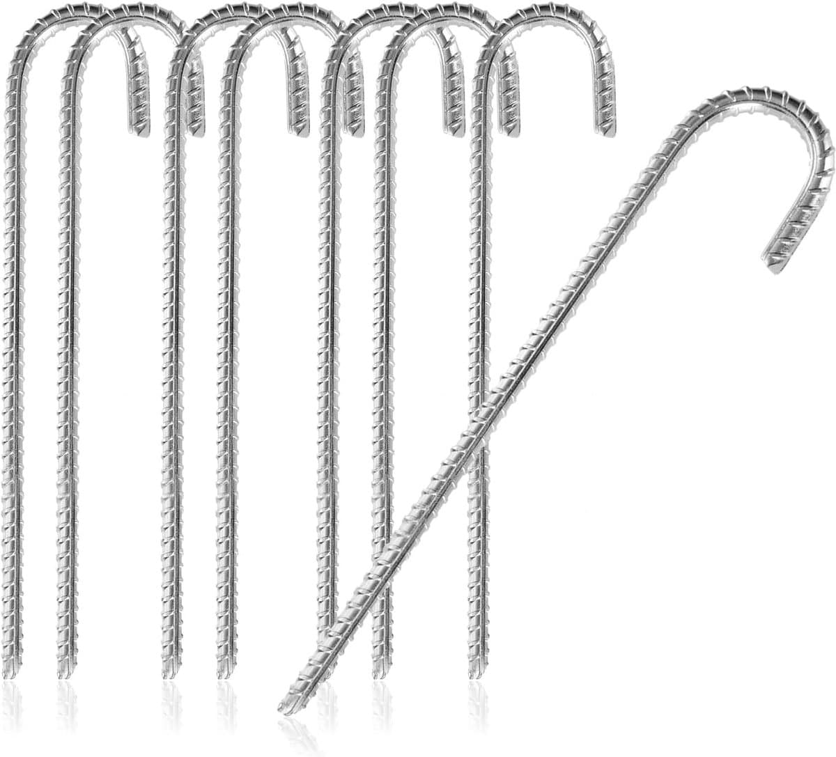 SnelShoppen - 8 x XL Grondankers van Staal, J-vorm 30 cm, Ø 1 cm, Gegalvaniseerde Grondankers voor Tenten, Paviljoens, Springkussens, Trampolines, Roe — afbeelding 1