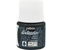 Pébéo Setacolor Glitter Zwarte Textielverf - 45ml textielverf voor lichte stoffen