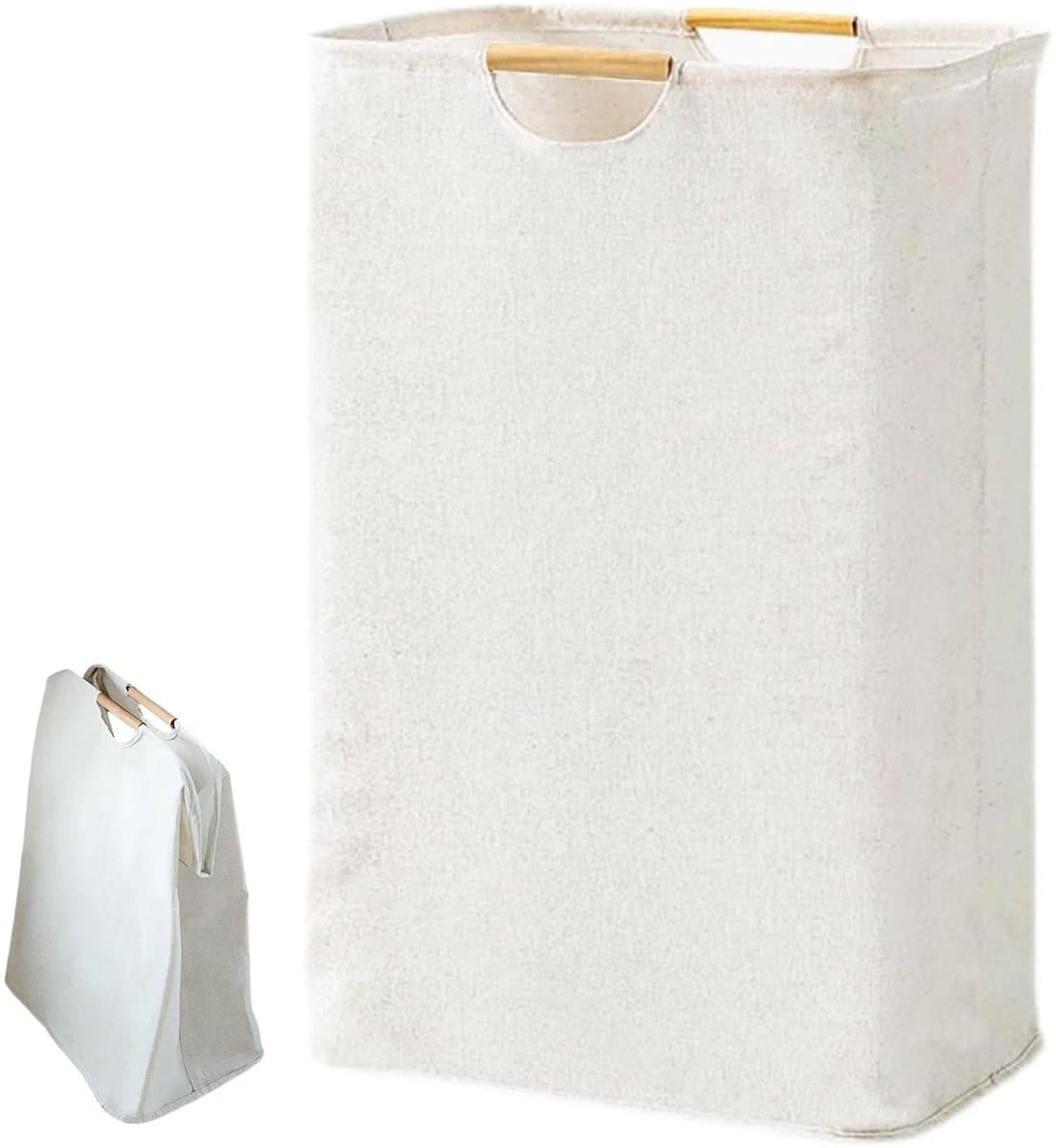 OKWISH Wasmanden - Opvouwbare Wasmand Wasmand Laundry Basket Stoffen Wasmand Met Hengsel Voor Slaapkamer En Badkamer, Grote Wasmand, Oxford-Stof, Wit — afbeelding 1