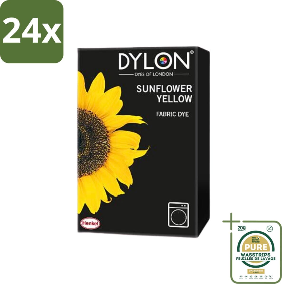 Dylon - Textielverf - Sunflower Yellow - Kleurvaste Textielverf - 350g - Voordeelverpakking - 24 stuks - Gele verf - Kleurstof — afbeelding 1
