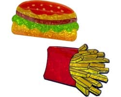 2 stuks Haarclips in Voedselvorm - Hamburger en Friet Klauwclip Set