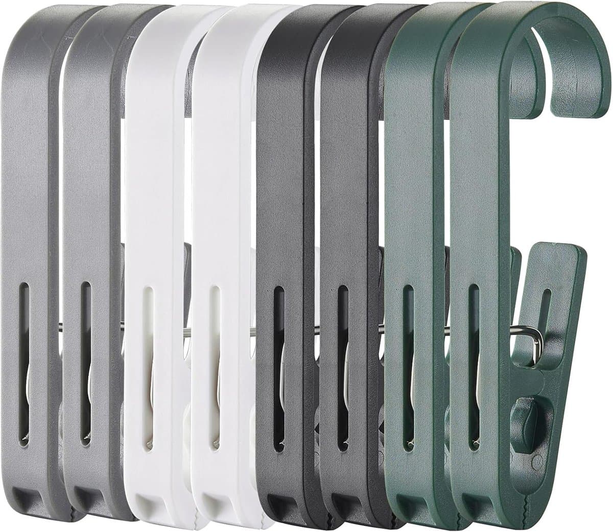 8 Stuks - Handdoekklem - Grote Wasknijper - 4,2*13,5*1,8 cm - Kunststof - Zwart, grijs, groen, wit - Strandhanddoekclips - Badlaken Clips - Grote Winddichte Clip - Ophangklemmen - Plastic Quiltclips — afbeelding 1