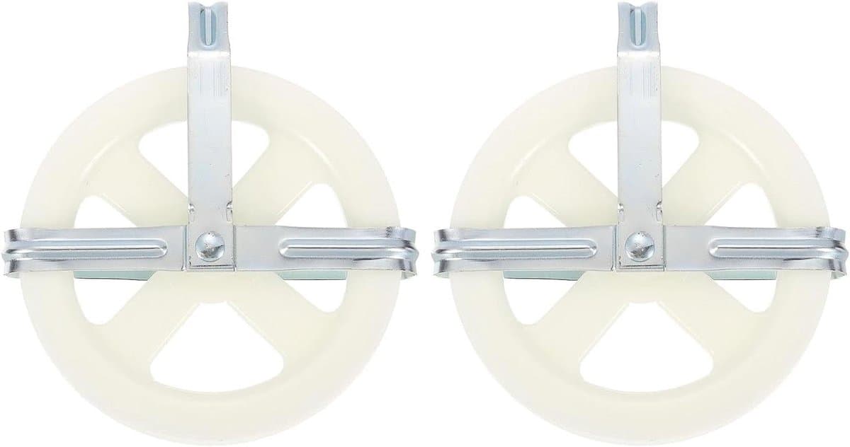Allecta - Set van 2 waslijn katrollen 12,7 cm wit, duurzaam kunststof wiel, ijzerlegering, diepe groef, weerbestendig — afbeelding 1