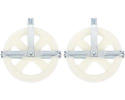 Allecta - Set van 2 waslijn katrollen 12,7 cm wit, duurzaam kunststof wiel, ijzerlegering, diepe groef, weerbestendig
