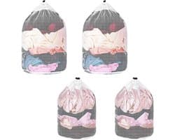 Waszak - 4 Stuks - Wasnet - Packing Cubes - Kledingzakjes - Waszak met trekkoord - Herbruikbare waszak - Geschikt voor Babykleding, Bh's, Ondergoed, Sokken, Shirts - 30 x 40 cm - Wit