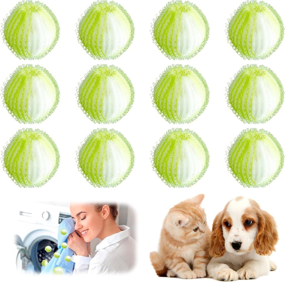 12pcs Dierenhaar Verwijderaar - Wasmachine Magic Balls - Herbruikbare Kat en Hond Haar Verwijderaar voor de Wasmachine — afbeelding 1