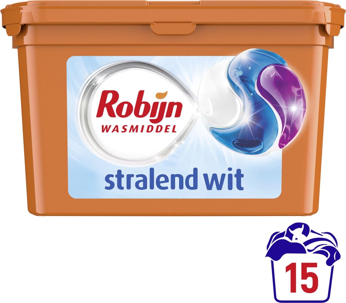 Robijn Wascapsules - 3-in-1 - Stralend Wit - 15 Stuks — afbeelding 1
