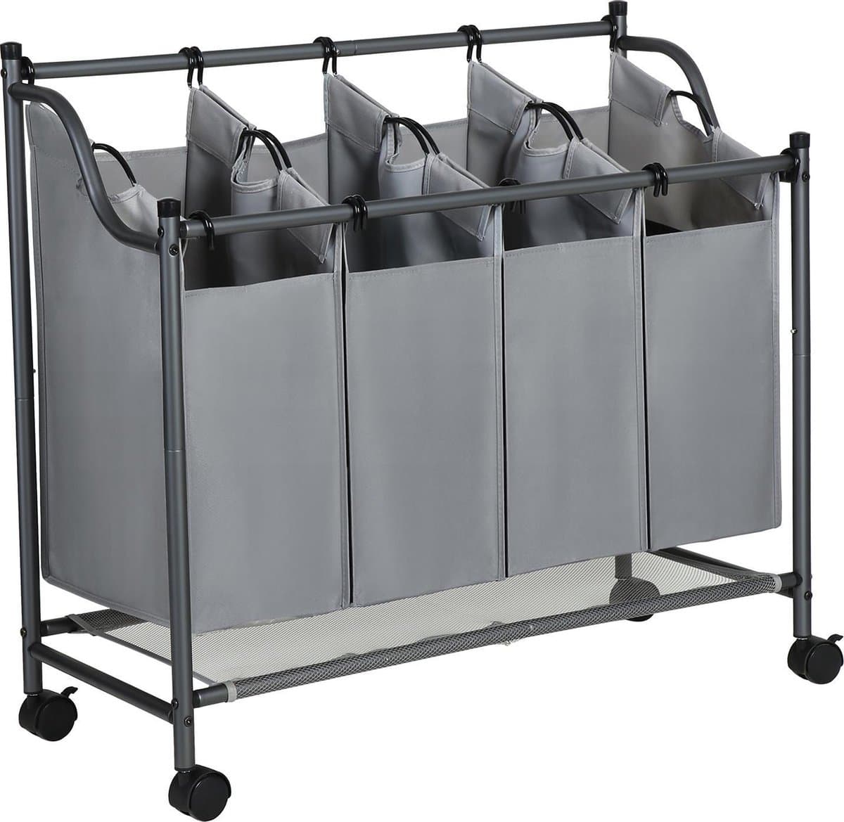 Wassorteerder 4 Vakken - 140 L Grijs Opvouwbare Wasmand - Waskar — afbeelding 1