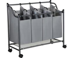 Wassorteerder 4 Vakken - 140 L Grijs Opvouwbare Wasmand - Waskar