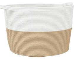 vidaXL - Wasmand - Ø - 60x36 - cm - katoen - beige - en - wit